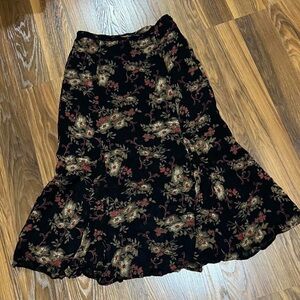 JM Collection Black and Gold Floral Maxi Skirt